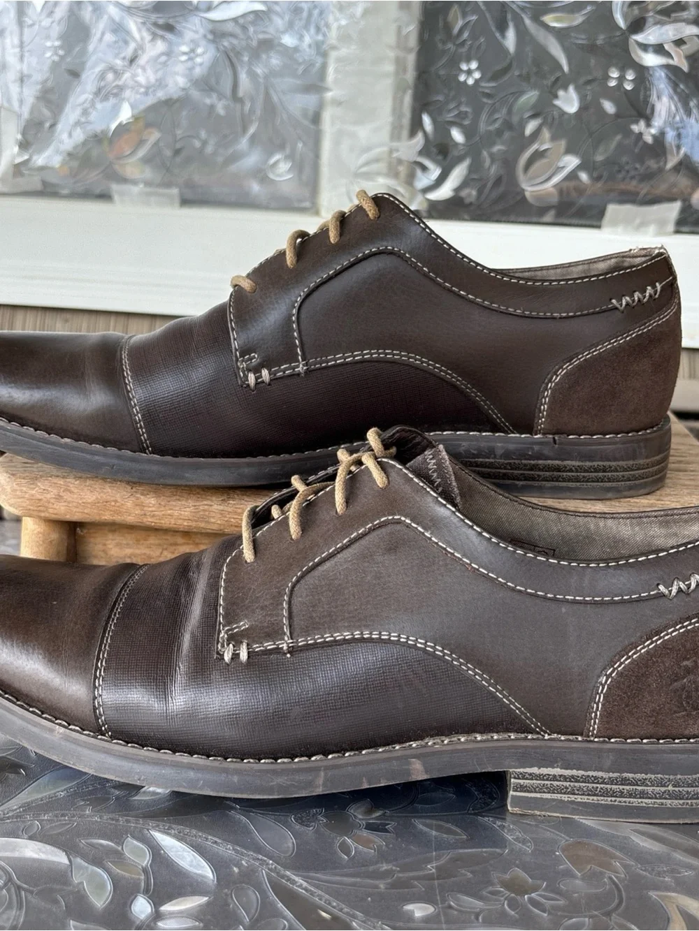 Original Penguin Men's Dark Brown Leather Lace-Up Oxfords Sz 11